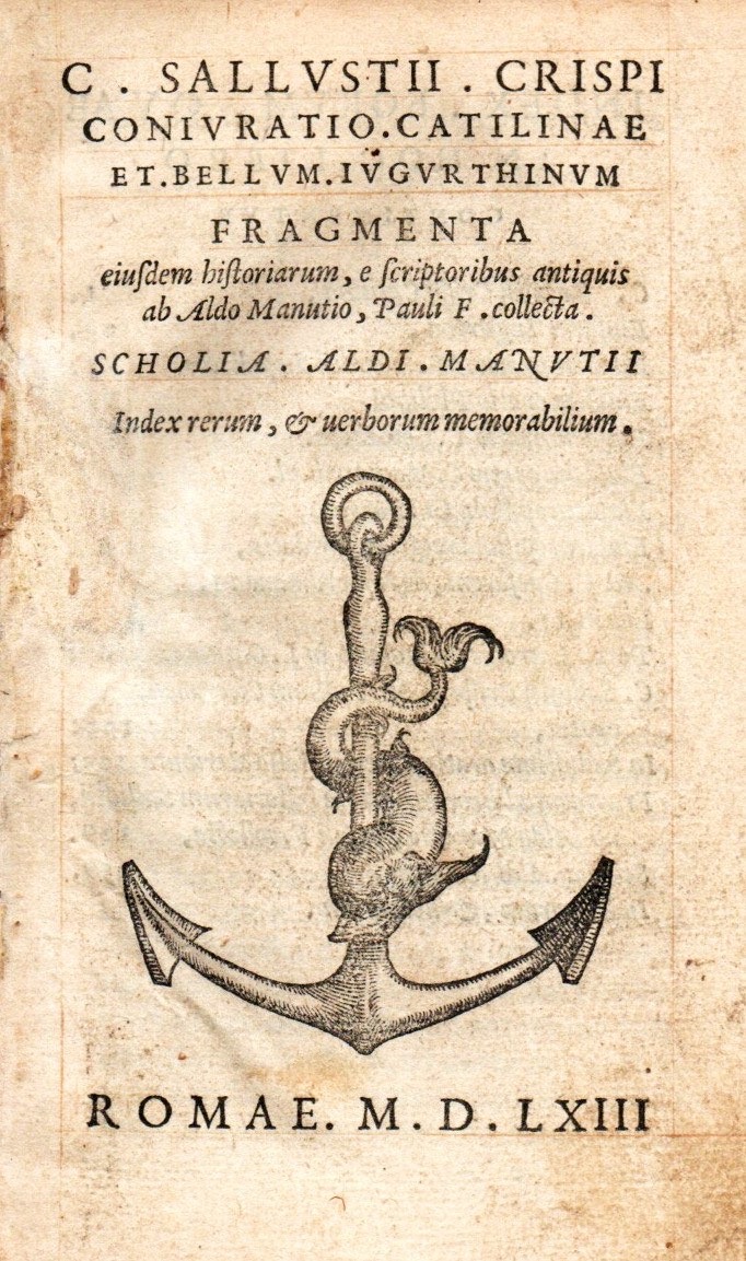 imgi_2_1563_csallustii c. sallustii crispi coniuratio catilinae et bellum iugurthinum fragmenta eiusdem historiarum, e scriptoribus antiquis ab aldo manutio, pauli f. collecta. scholia aldi manutii. index rerum, et uerborum memorabilium.
